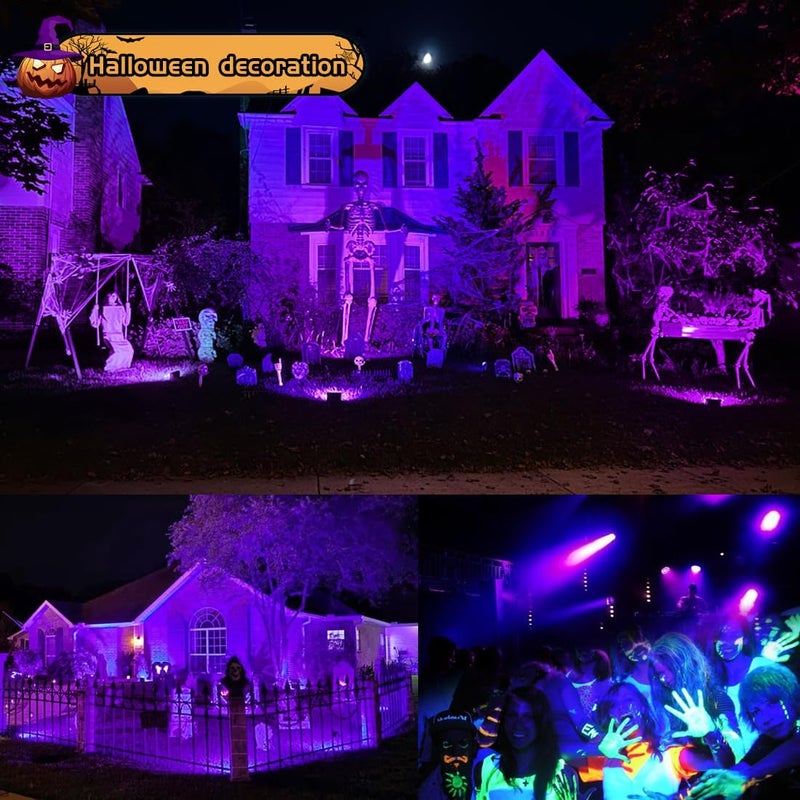 MELPO Black Light 80W Blacklight Flood Light Outdoor for Glow Party, Halloween Decoration, Body Paint, Fluorescent Poster, Stage Lighting，Neon Glow, IP66, US-Plug-Switch-5.9Ft Cord(4 Pack) - Image 5